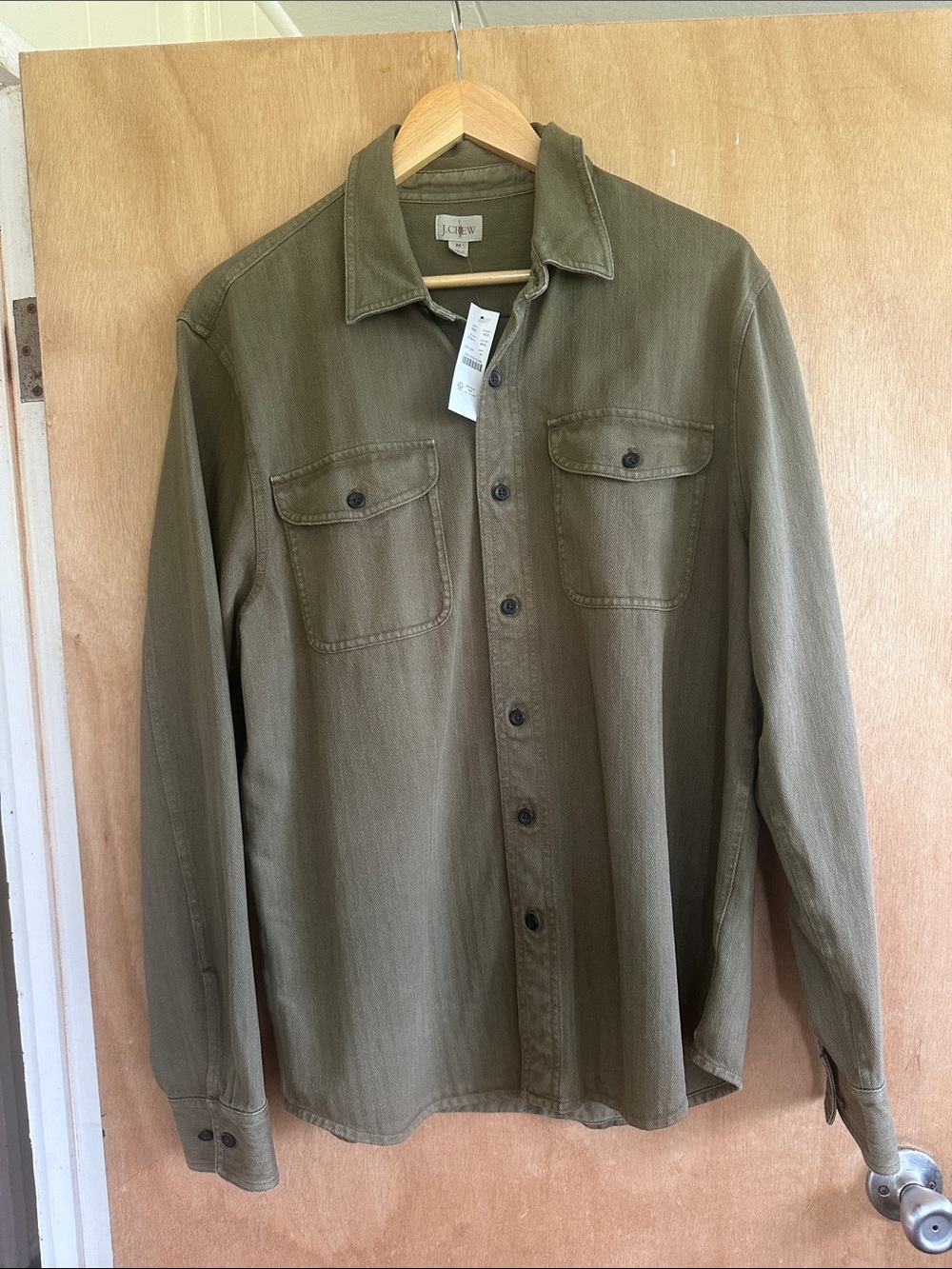 J. Crew Olive Green Lightweight Button-Up Shirt Jacket